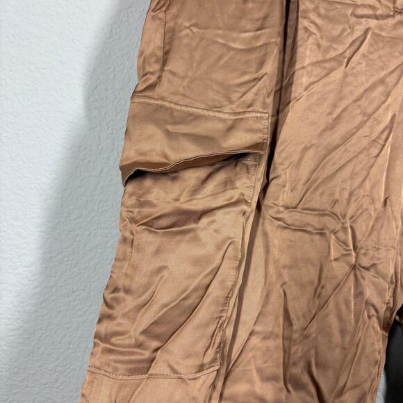 L'agence Womens 2 Paperbag Pants Brown High Waisted Straight Side Pockets - Picture 5 of 9